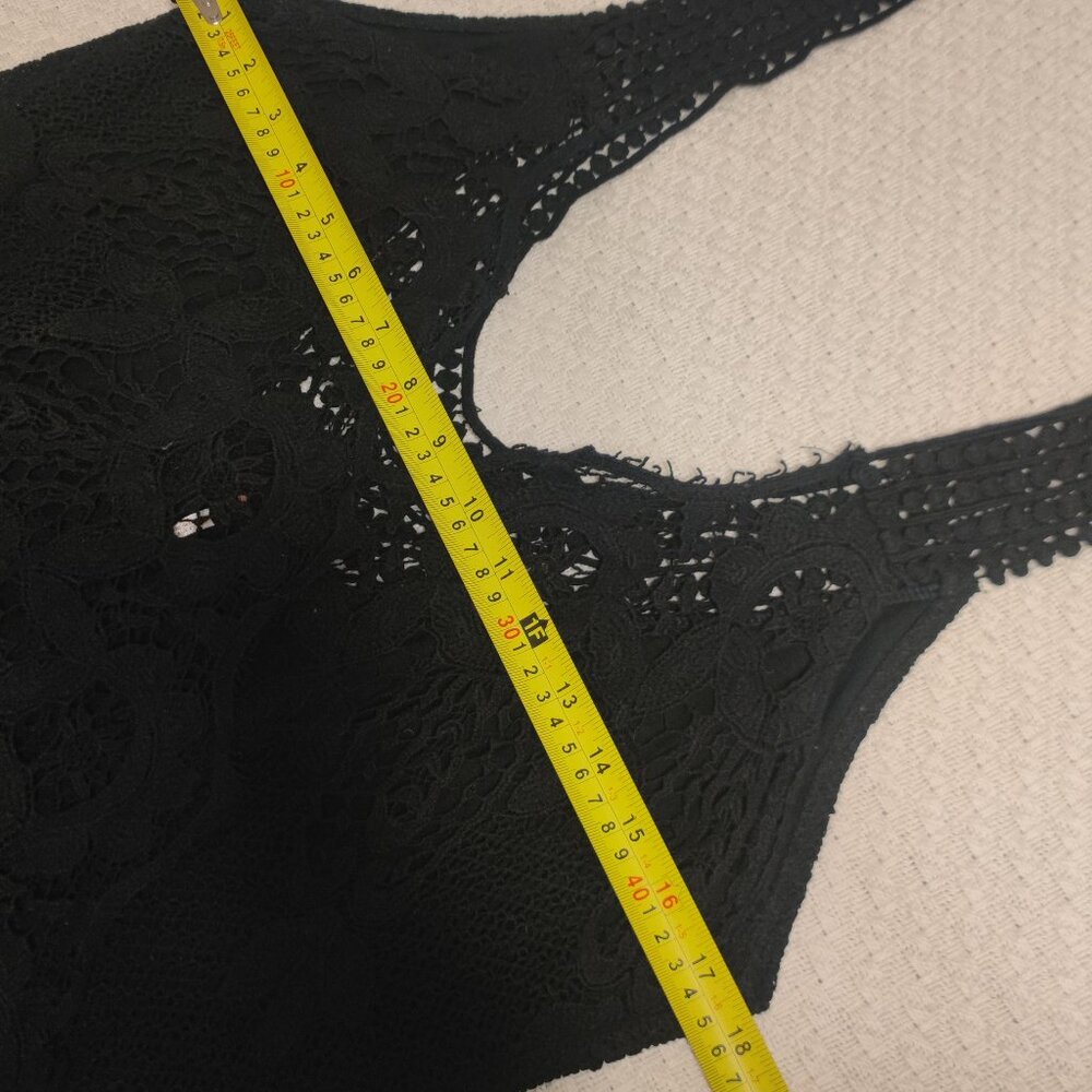 FREE PEOPLE Jumpsuite DARK NIGHT EMBELLISHED LACE-UP BACK TUNIC short BLACK L - Picture 8 of 9